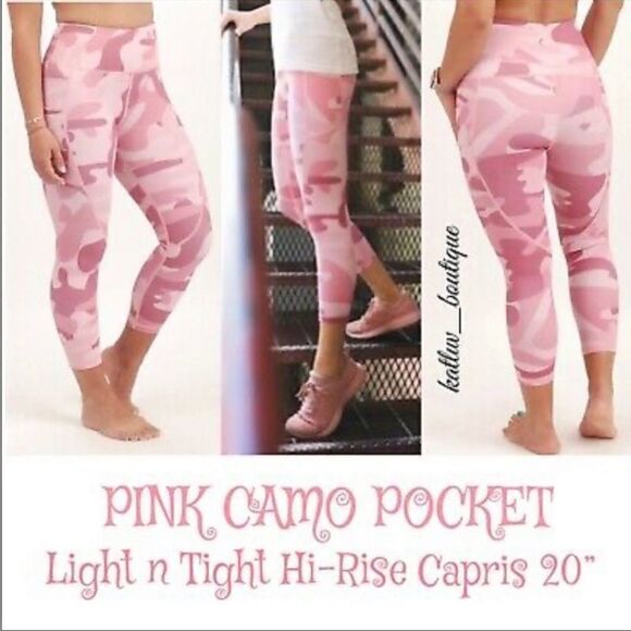 WOMEN’S SIZE 6-8 ZYIA ACTIVE PINK CAMO POCKET LIGHT N TIGHT HI-RISE - Picture 1 of 12